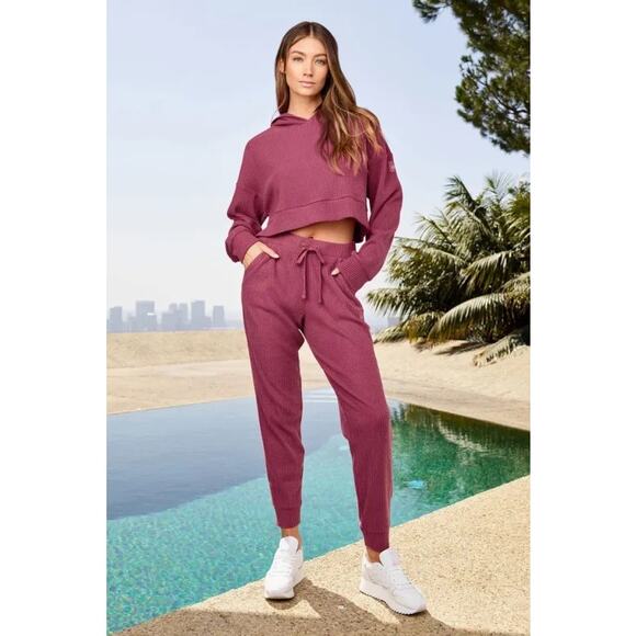 Alo Yoga Muse Sweatpants Raspberry Sorbet XXS Ribbed Cozy Lounge Jogger Pants - Picture 6 of 16